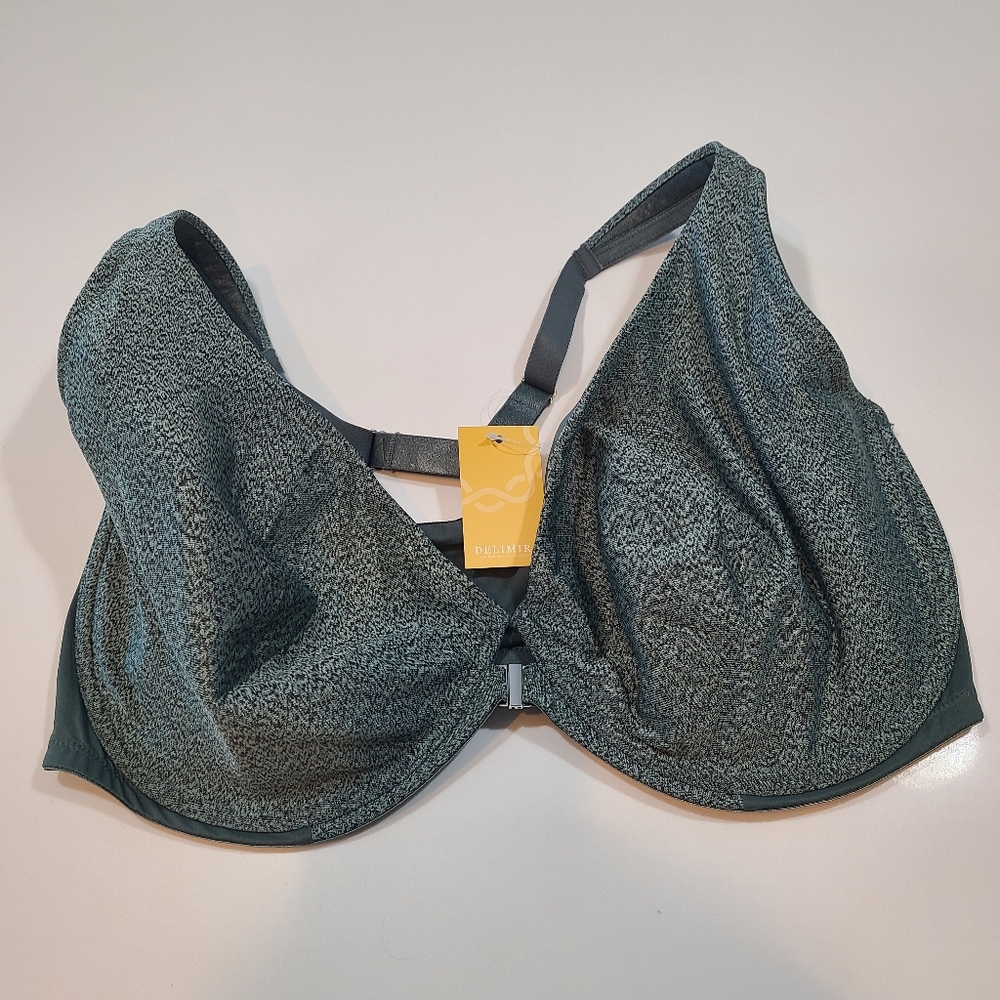 NWT Delimira Front Closure Bra in Duck Heather in 42G